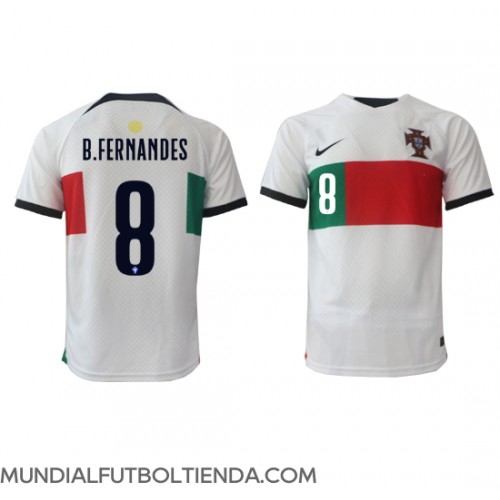 Camiseta Portugal Bruno Fernandes #8 Segunda Equipación Replica Mundial 2022 mangas cortas